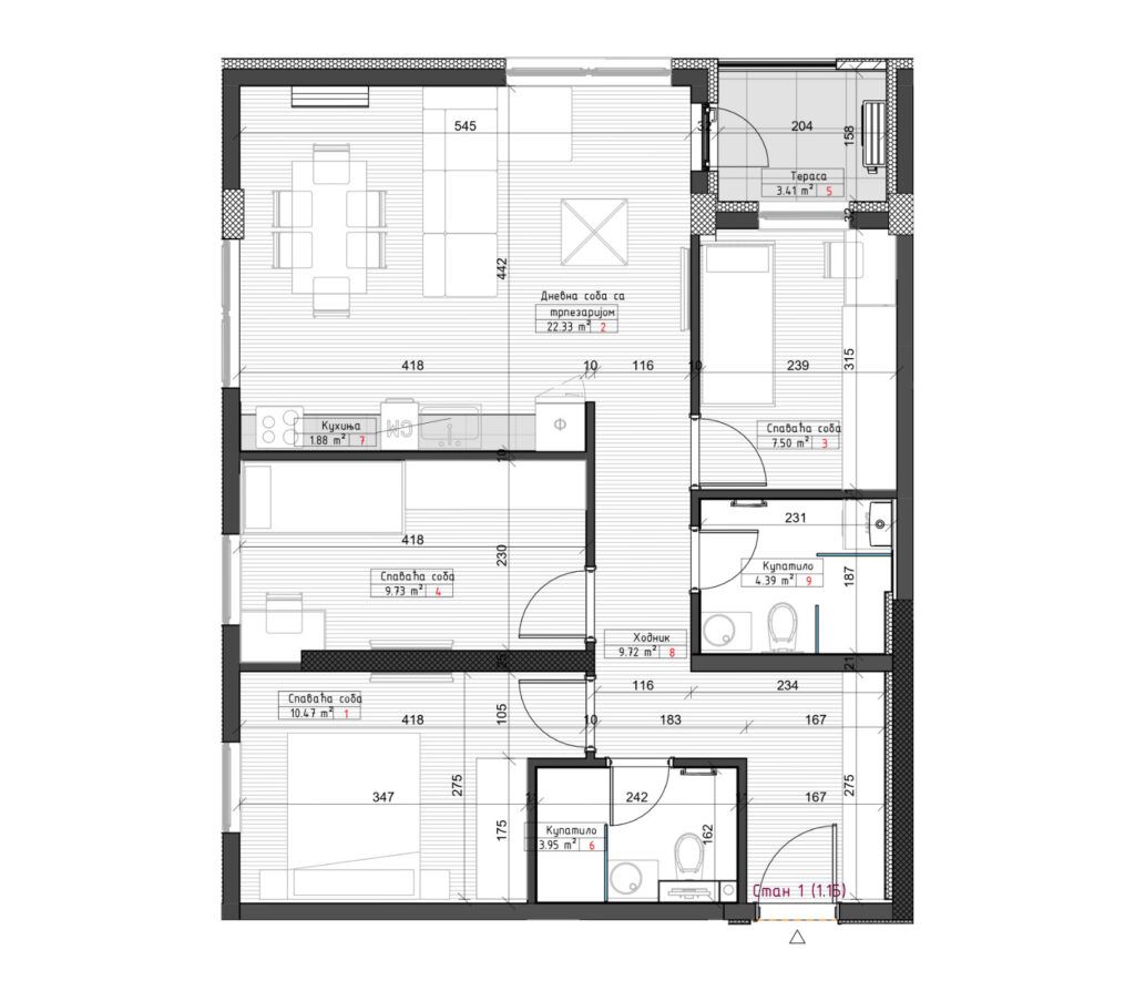 Plan stana - Stan 17 (3.1B)